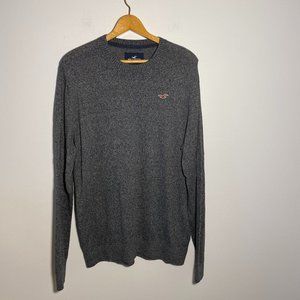 Hollister Men T-Shirt Long Sleeves Casual Crew Neck Cotton Blend Gray